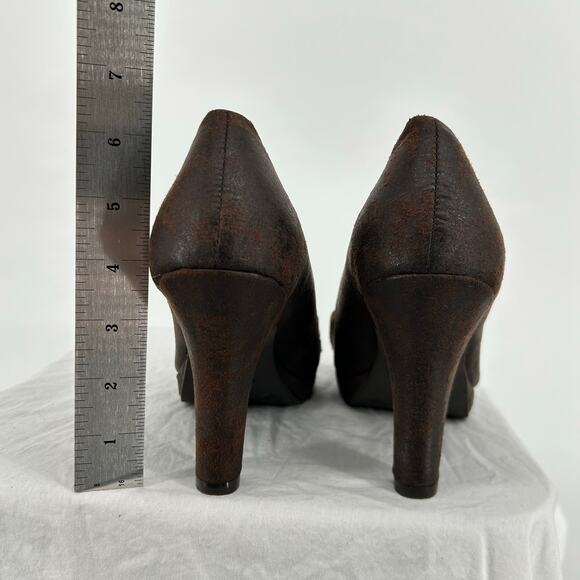 Vintage y2k Women's Brown Gold Studded LEI Stash Strappy Heel Pumps Sz 10M - Picture 7 of 8